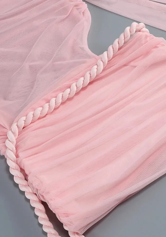 Draped Cut Out Dress Pink