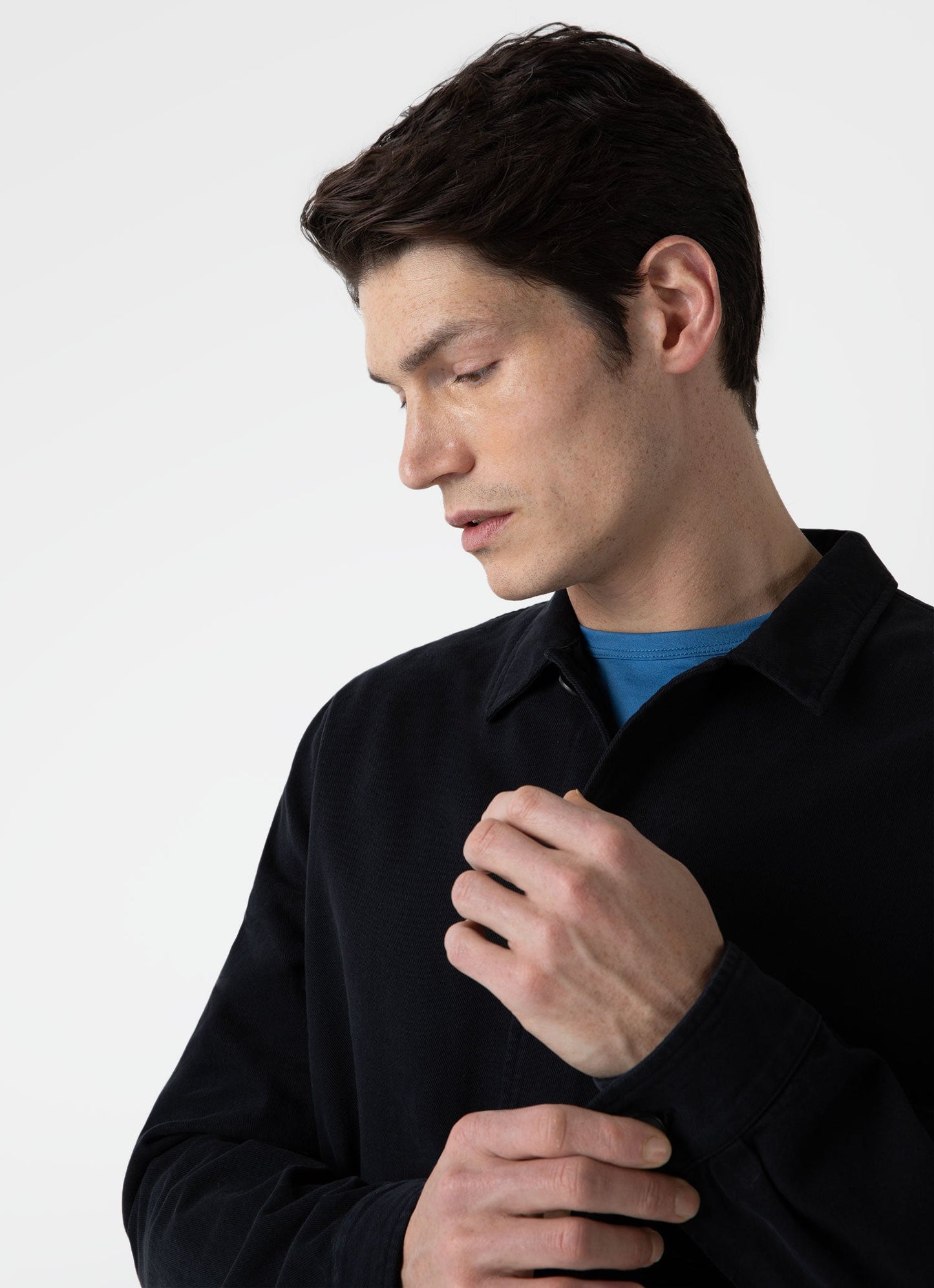 Mens Brushed Cotton Twin Pocket Jacket In Black Mjac7115 Bkaa