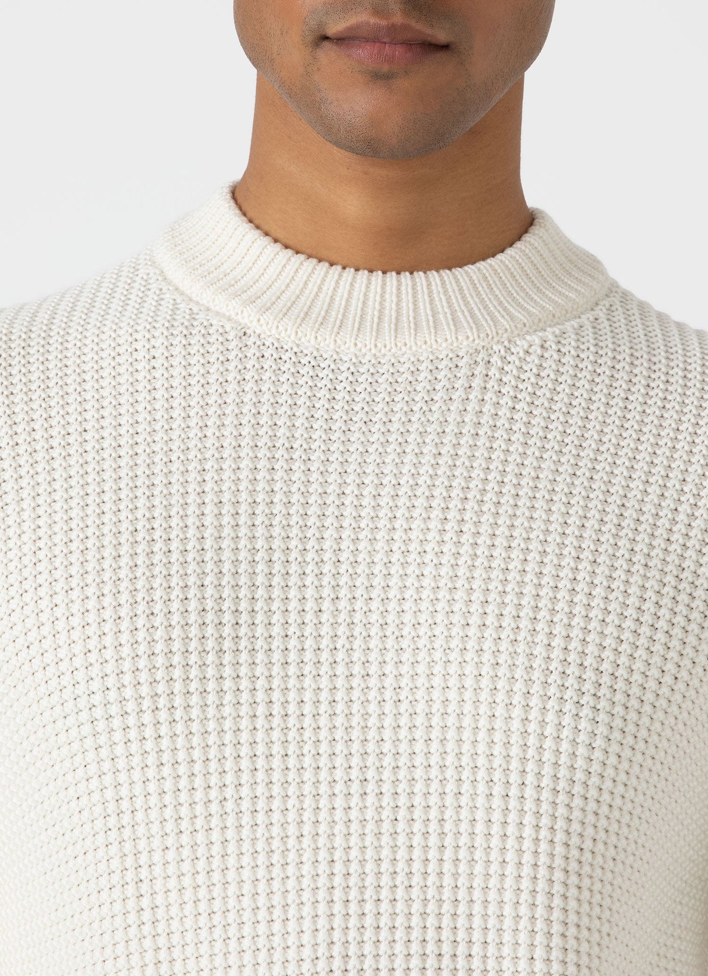 Mens Mariner Mock Neck Jumper In Ecru Mjum8250 Whcr