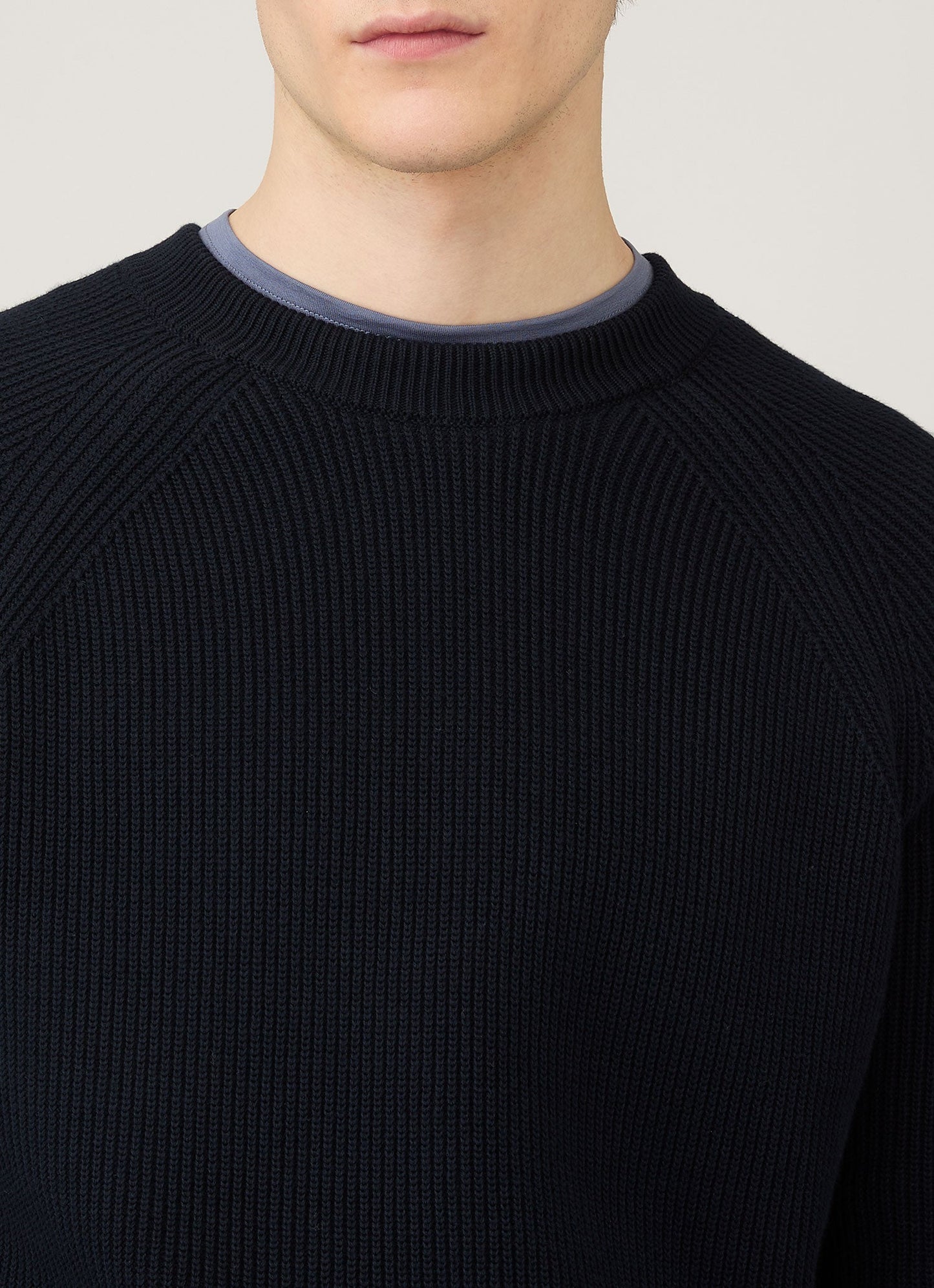 Mens Ribbed Jumper In Navy Mjum8288 Buaa