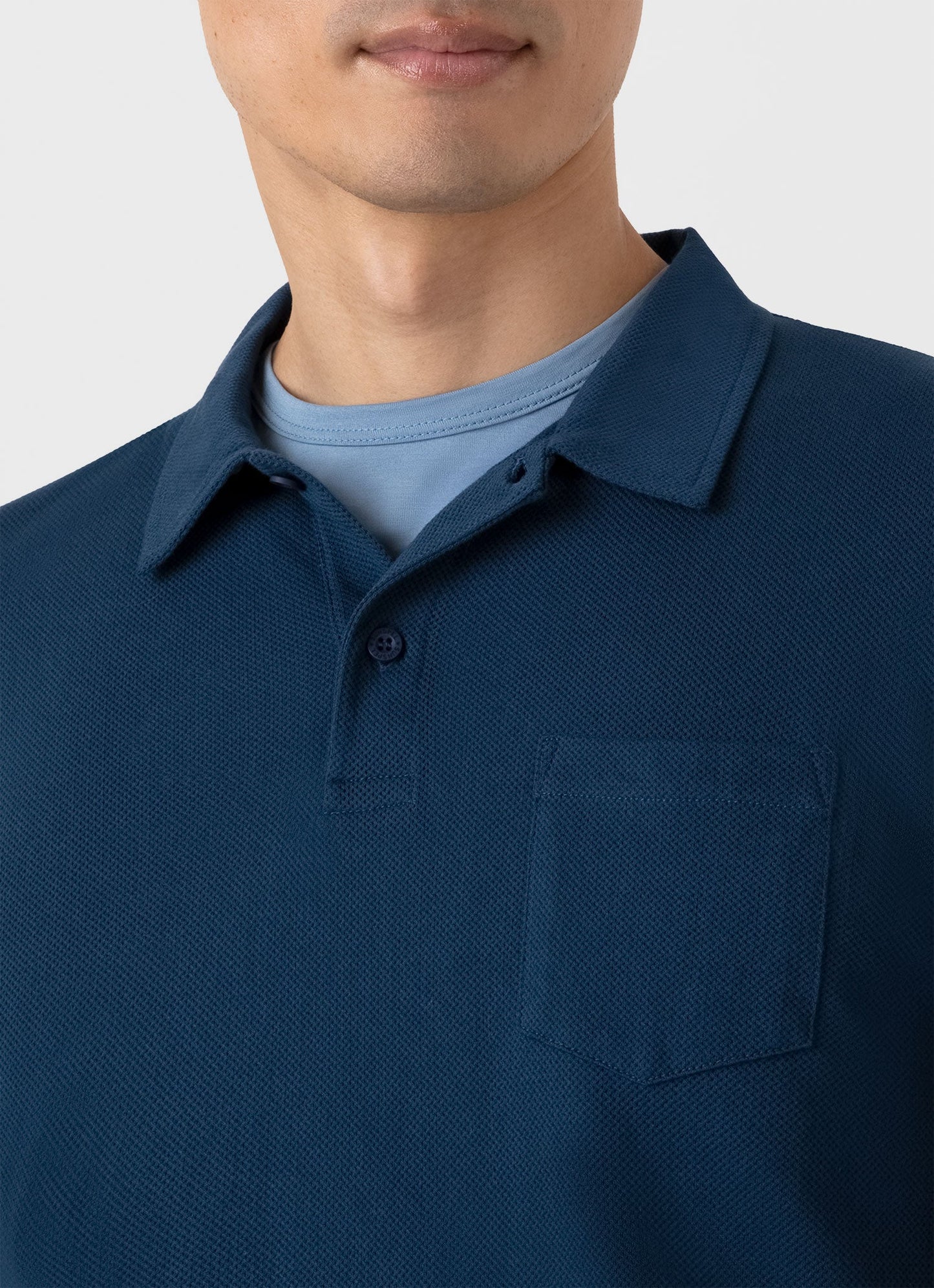 Mens Long Sleeve Riviera Polo Shirt In Naval Blue Mpol1031 Buvm