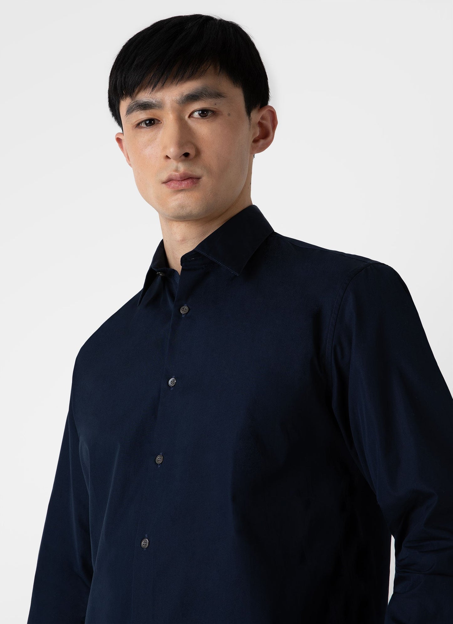 Mens Sea Island Cotton Smart Shirt In Navy