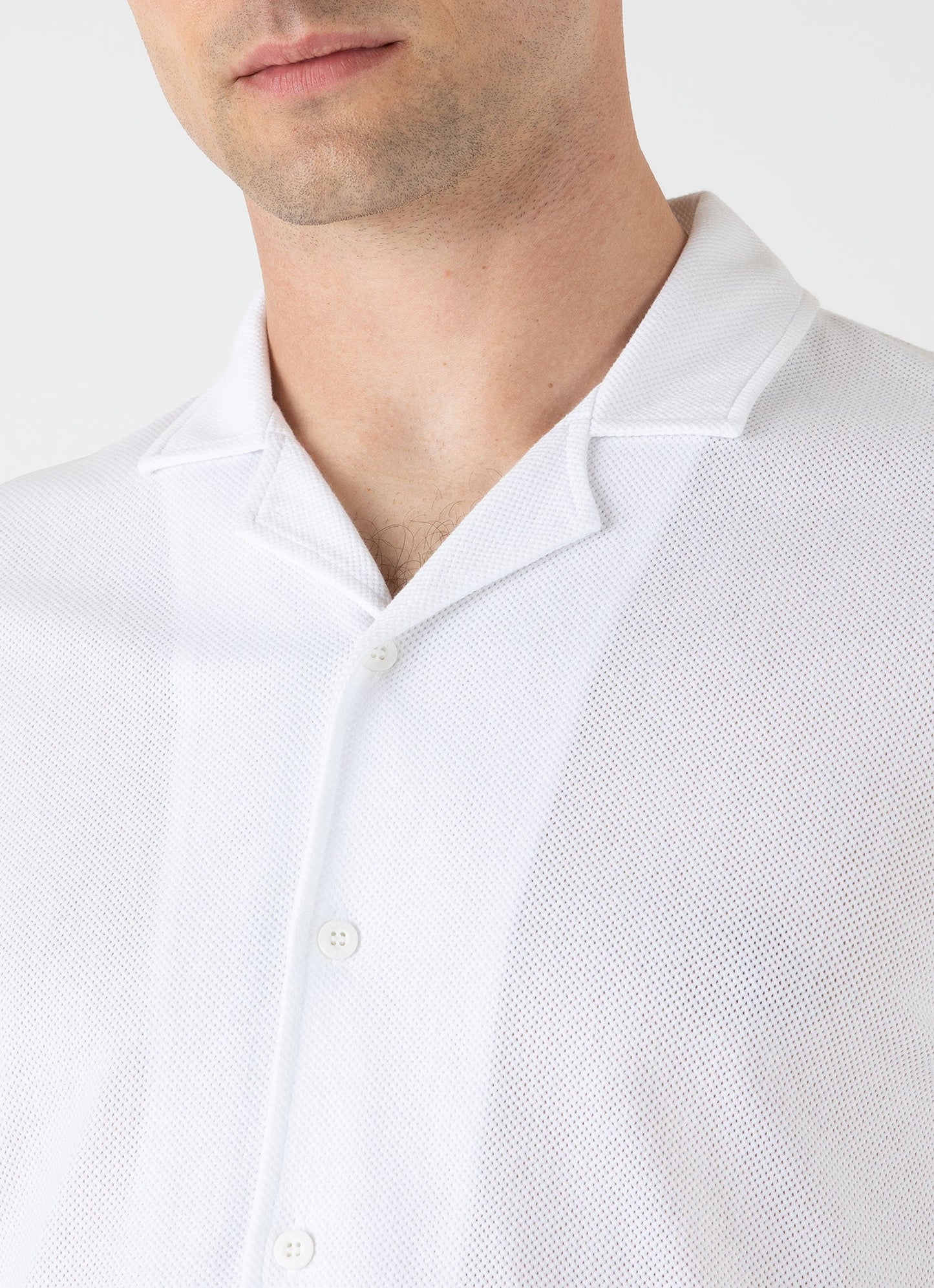 Mens Cotton Riviera Camp Collar Shirt In White