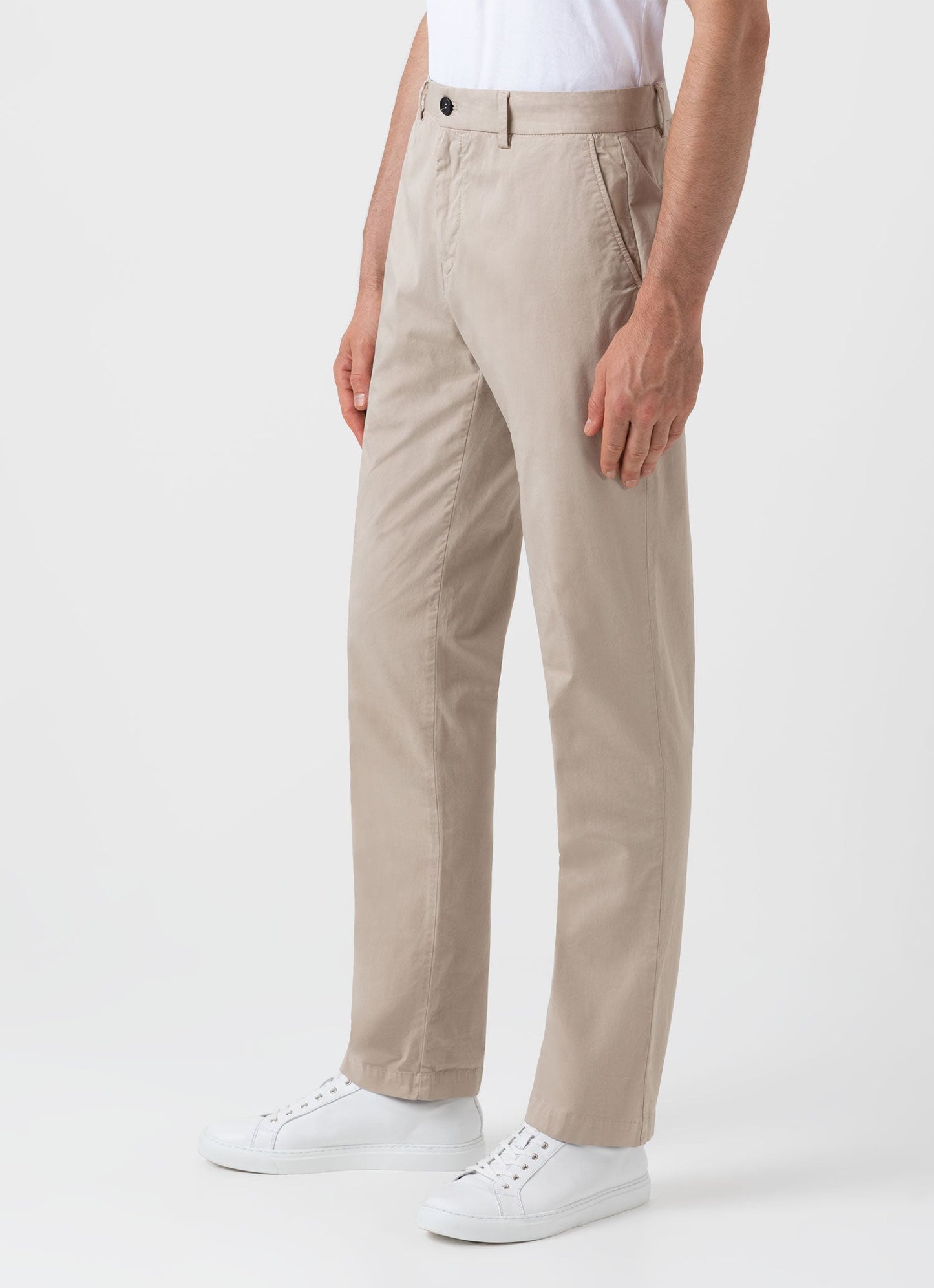 Mens Regular Fit Stretch Chino Light Stone