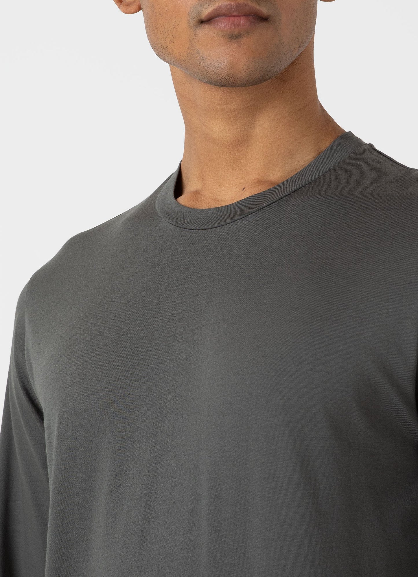 Mens Long Sleeve Riviera Midweight Tshirt In Drill Green Mtsh0136S Gnhv