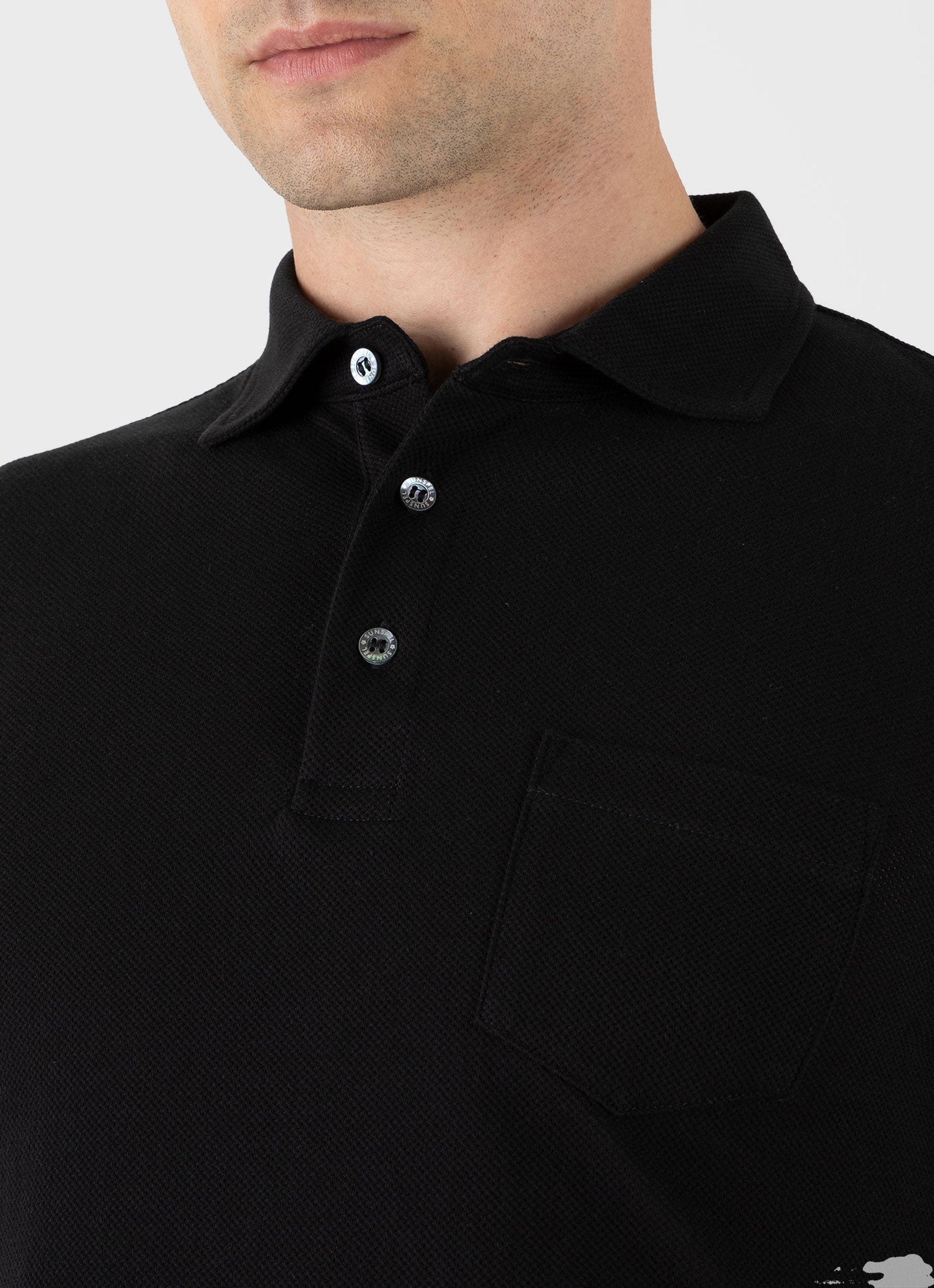Mens Long Sleeve Formal Riviera Polo Shirt In Black Wbmpol1062 Bkaa