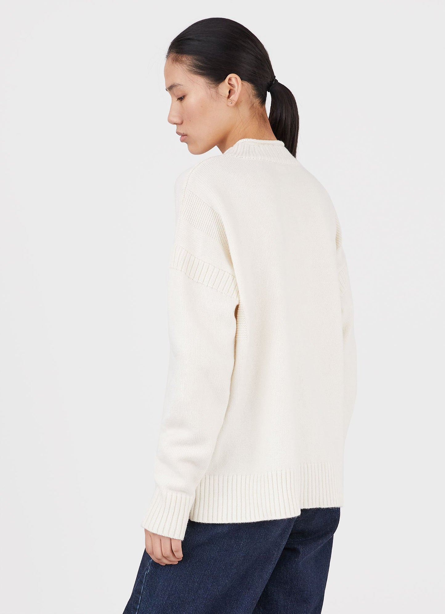 Womens Fisherman Jumper In Ecru