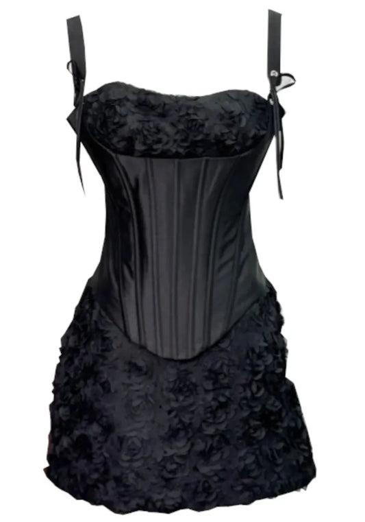 Floral Corset Dress Black