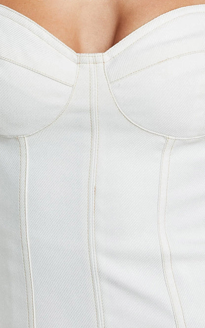 Dove Mini Dress - Sweetheart Wide Strap Fit and Flare Dress in White