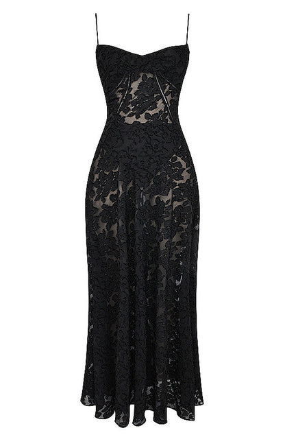 Floral Corset Maxi Dress Black