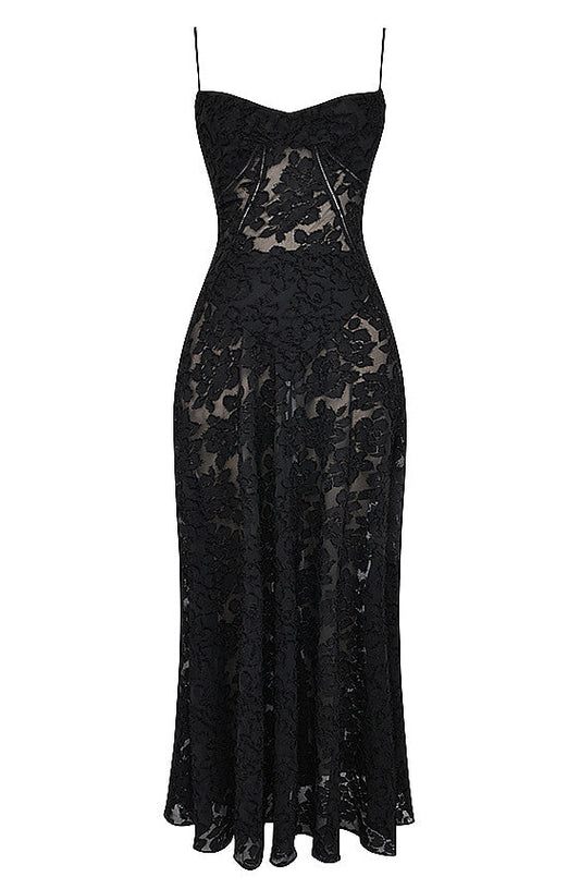 Floral Corset Maxi Dress Black
