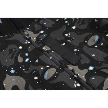 Bathing Ape Hoodie Starry Sky Sweater Black and White Starry Sky Blue Shark Hat Printed Casual Hooded Sweater