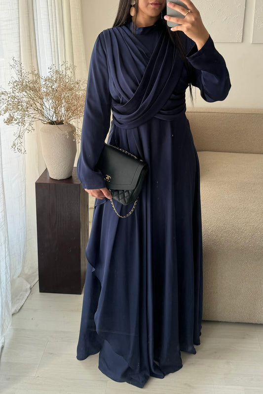 Robe Turquie Col Croise I Bleu Nuit