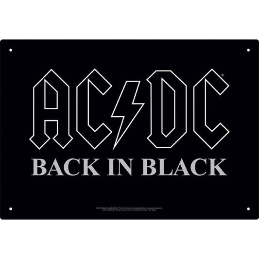 AC/DC Back In Black Tin Concert Sign