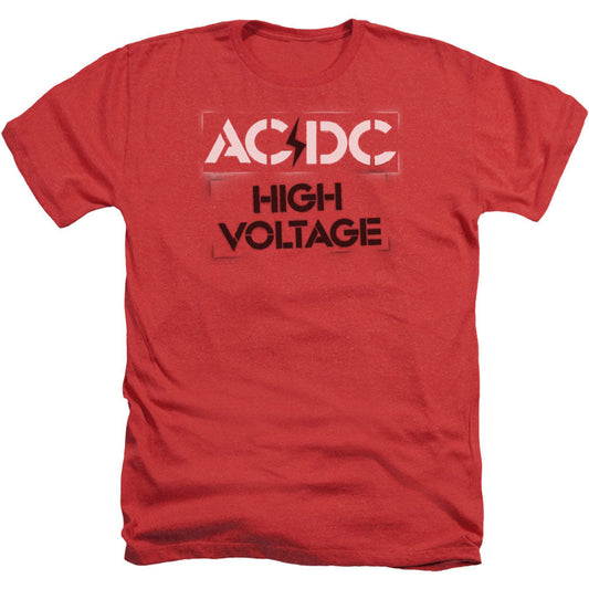 AC/DC High Voltage Stencil Adult Heather 40% Poly T-shirt