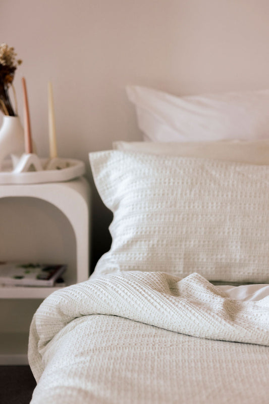 Jacquard Waffle Duvet Cover Jade Waffle
