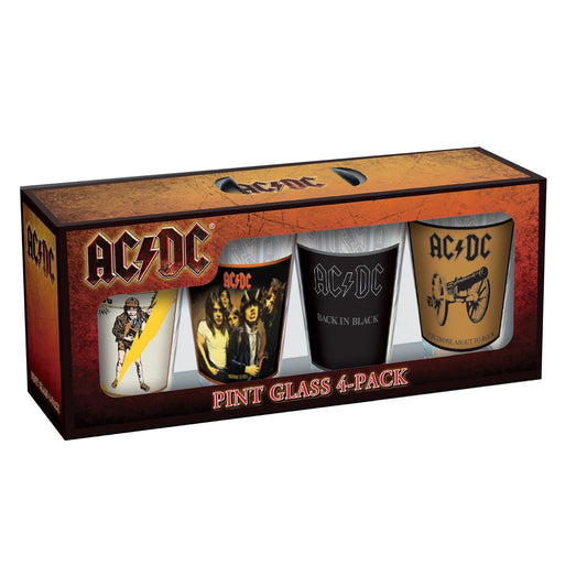 AC/DC Classic Covers Pint Glass 4-Pack Pub Glass Set