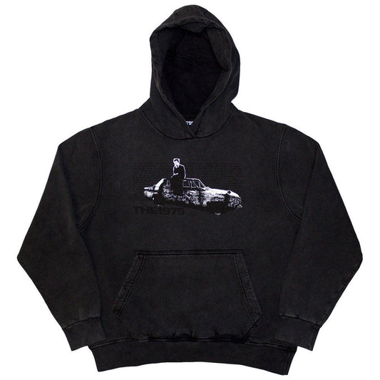 1975 Car Photo Stone Wash Hooded Sweatshirt