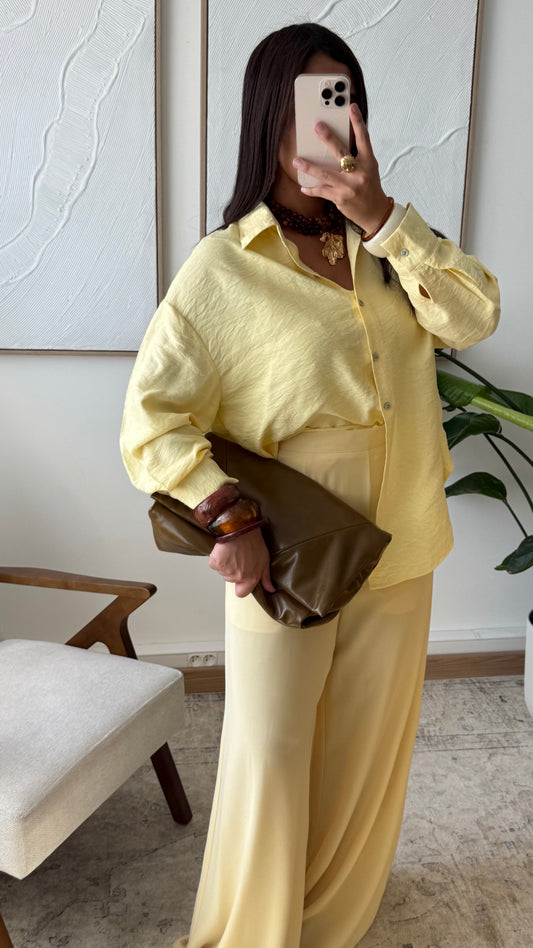 Chemise effet lin ARMINE LGJS178 I Jaune