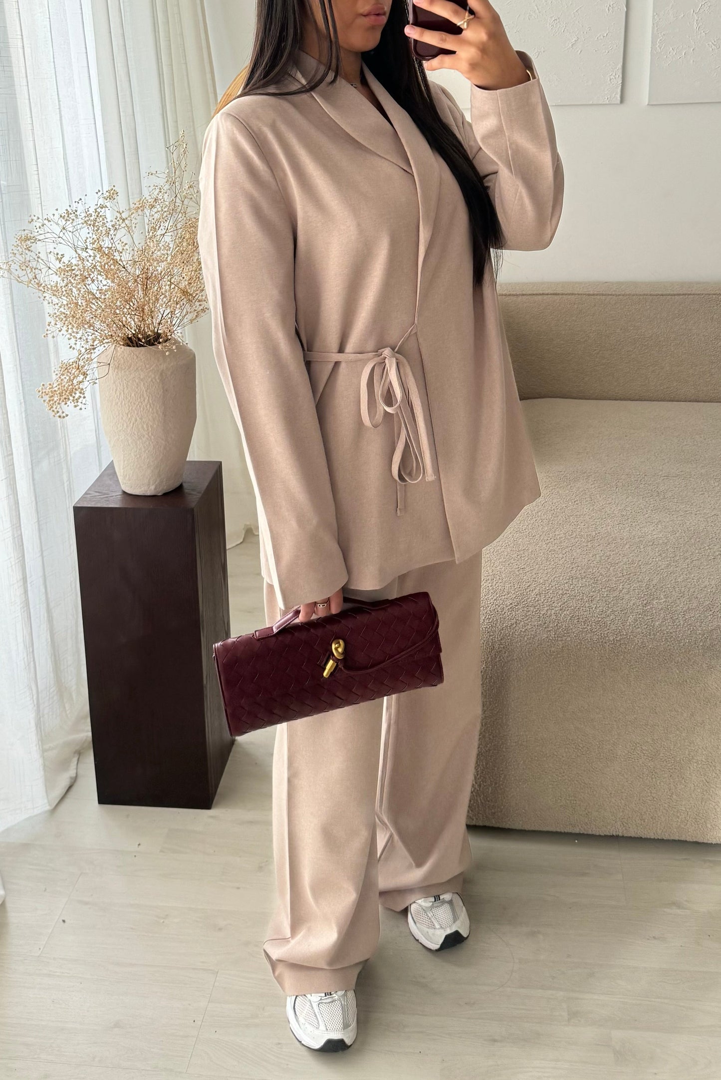 Creation Made In Turquie I Ensemble Pantalon Et Blazer Dirasat I Beige Taupe