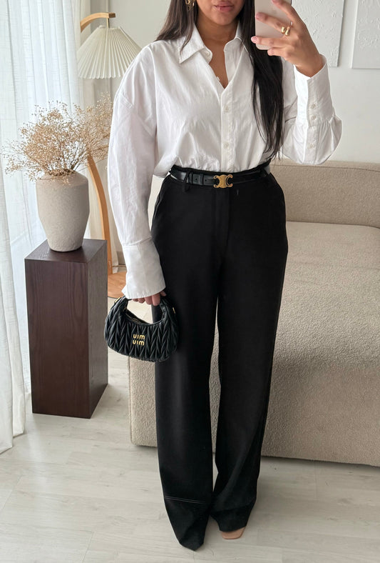 GAMME PREMIUM I Pantalon ULTRA LONG  à pinces épais P-2439 I Noir