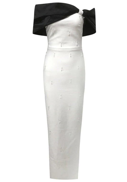 Bardot Embellished Maxi Dress Black White