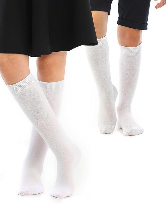 1x White Knee High School Socks (Plain Cotton) - Girls/Boys