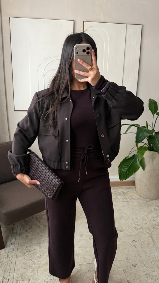 Veste bomber V-2575 I Marron chocolat