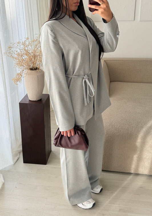 Creation Made In Turquie I Ensemble Pantalon Et Blazer Dirasat I Gris Clair