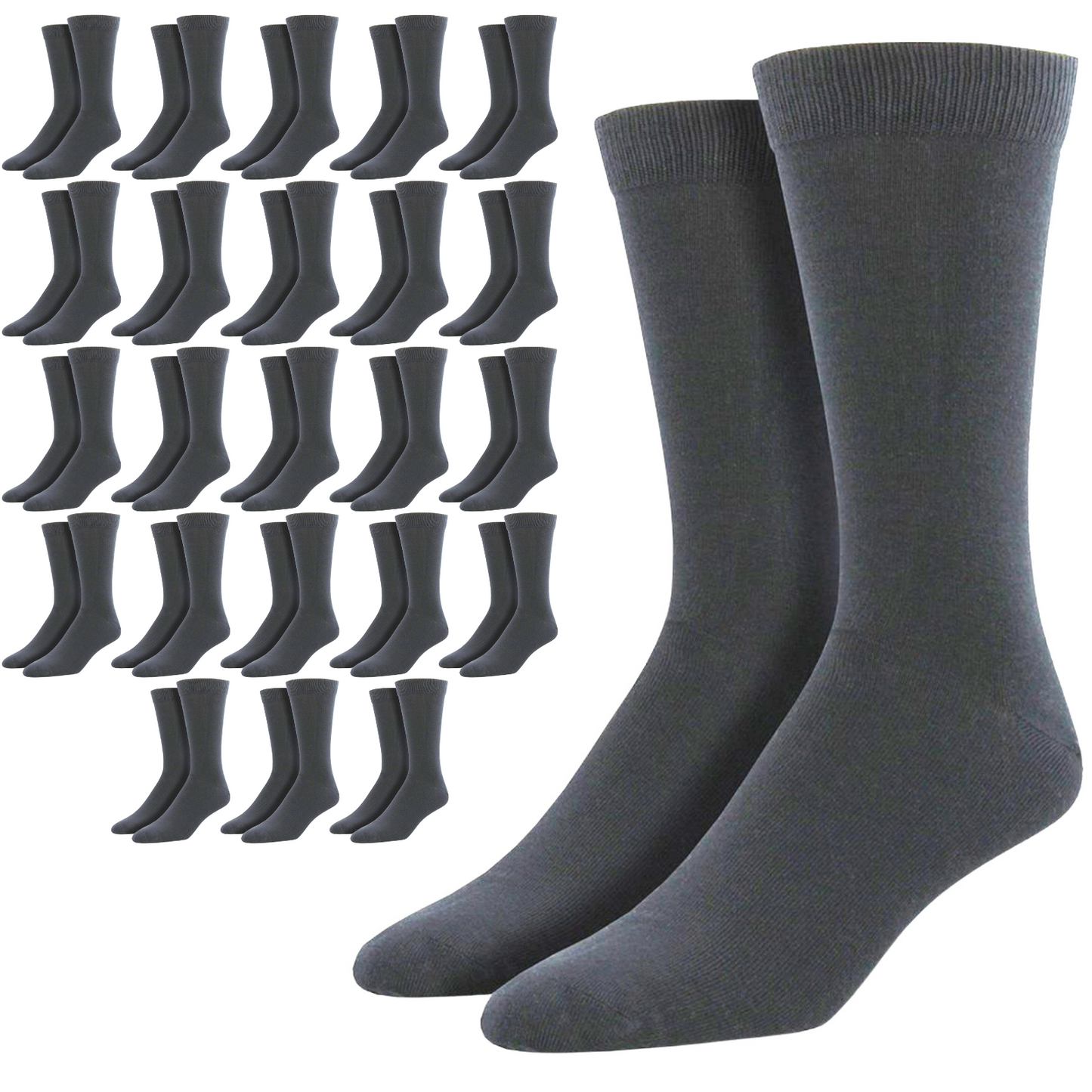 24 Pairs Bamboo Derived Loose Top Socks Diabetic Comfort Circulation Grey