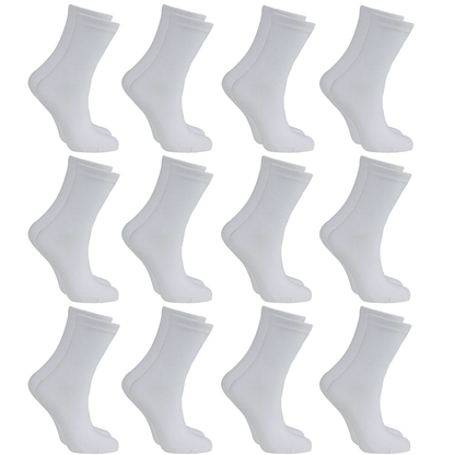 12x Pairs White SCHOOL SOCKS Bulk Pack - Plain Cotton for Girls/Boys School Uniform