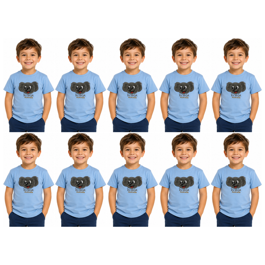 10X Kids Koala Australia T Shirt Bulk Pack Sky Blue 100 Cotton Childrens Souvenir Gift Top