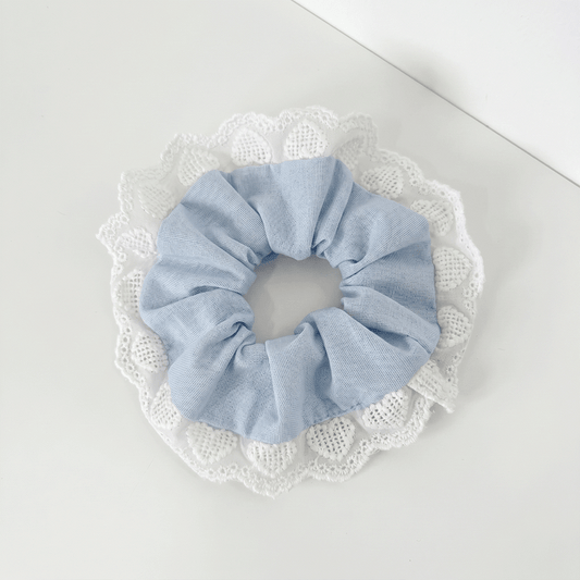 Scrunchie - Powder Blue Hearts