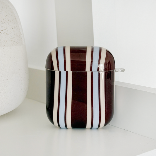 Airpods Case - Brown & Blue Stripes