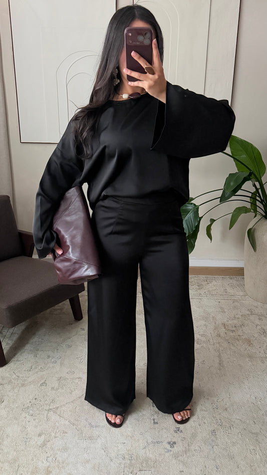 Pantalon Satine Yasminah I Noir Copie