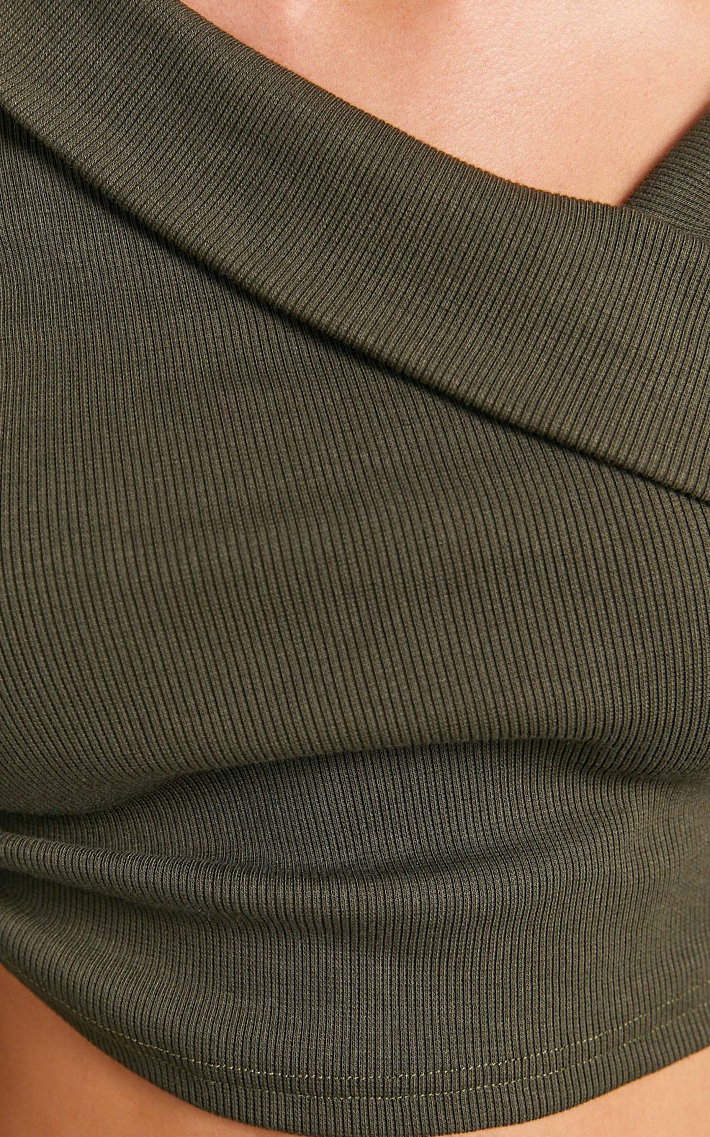 Keisha Top - Asymmetrical Long Sleeve Drawstring Top in Dark Olive