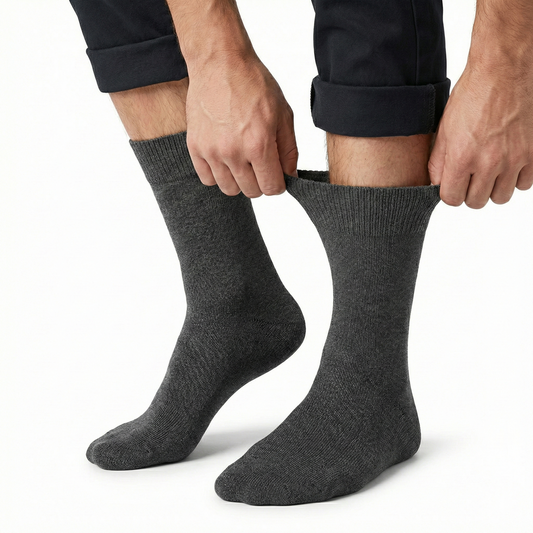 1X Pair Cotton Rich Loose Top Socks Circulation Diabetic Comfort In Charcoal