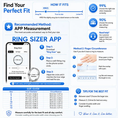 Smart Ring 3, Sleep Tracking, Heart Rate & Temperature Monitoring