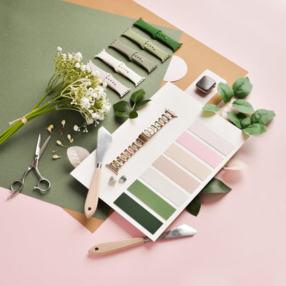 Stainless Steel Apple Watch Strap - Pink, Green & Rose Gold