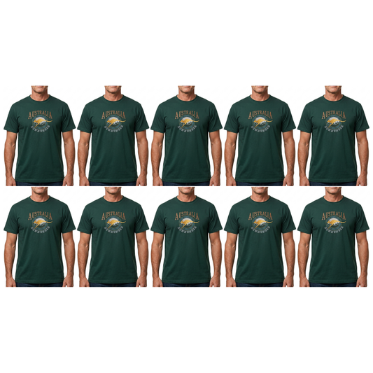 10X Adult Kangaroo Down Under Australia T Shirt Bulk Pack Bottle Green 100 Cotton Souvenir Gift Tee Top