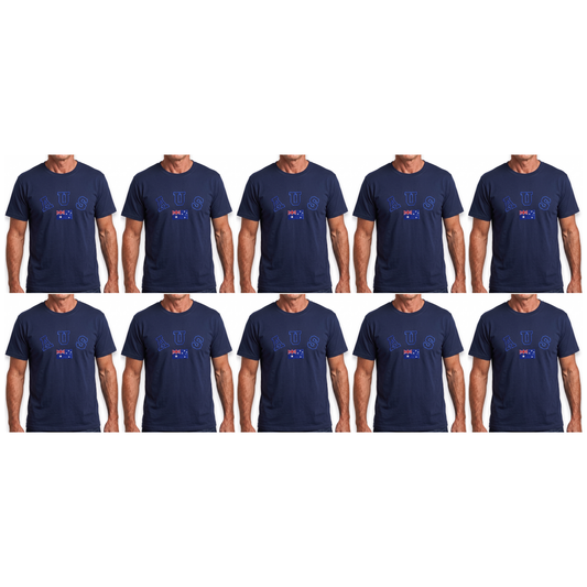 10X Adult Australian Aus Flag Souvenir T Shirt Bulk Pack Navy Blue Cotton Blend Tee Top