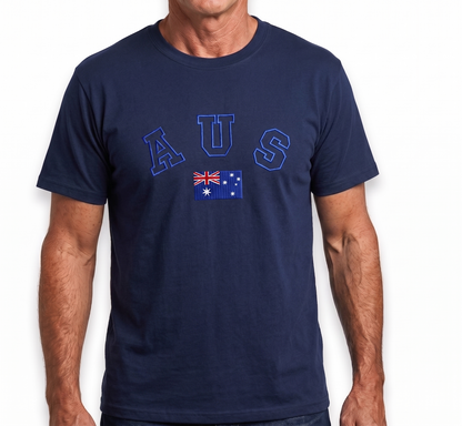 10X Adult Australian Aus Flag Souvenir T Shirt Bulk Pack Navy Blue Cotton Blend Tee Top