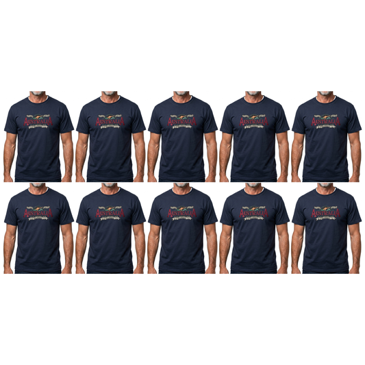10X Adult Australian Wilderness Souvenir T Shirt Bulk Pack Navy Blue 100 Cotton Tee Top