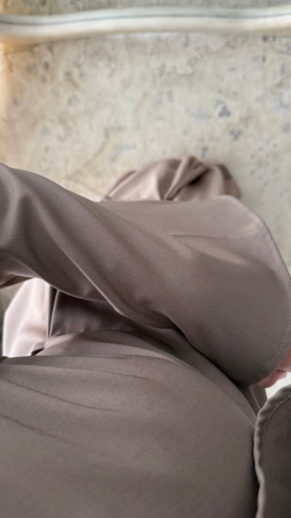 Ensemble Elegant Top Structure Jupe Fluide Doublee I Taupe