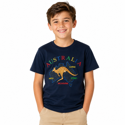 10X Kids Kangaroo Australia T Shirt Bulk Pack Navy Blue 100 Cotton Childrens Souvenir Gift Top