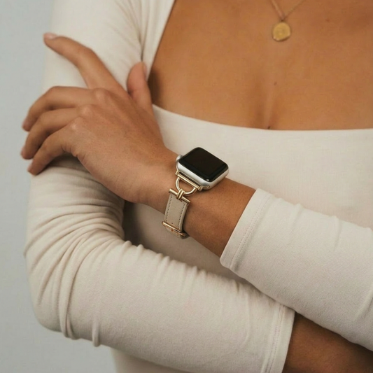 Vegan PU Leather Apple Watch Strap - Oat