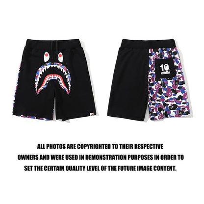 Bathing Ape Shorts Shark Head Black Shorts Men's and Women's Fashion Tether Shorts