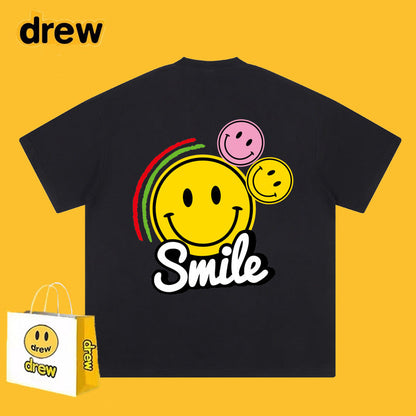 Drew T-shirts Short Sleeve T-shirt Smiley Face Letter Print