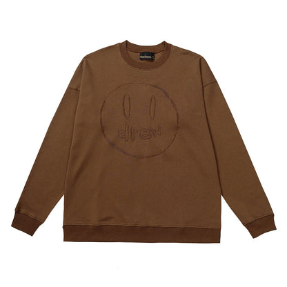 Drew House Sweatshirts Unisex Sketch Smiley Face Crew Neck Sweatshirts