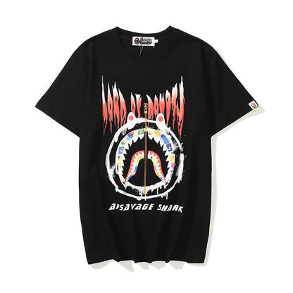Bathing Ape T-Shirt Summer Leisure Pullover Loose Cartoon Printed Short-Sleeved T-shirt for Women